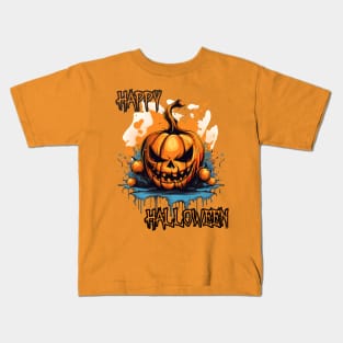 Spooky Pumpkin Happy Halloween Kids T-Shirt